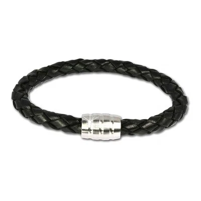 SilberDream Leder Armband schwarz mit Edelstahl Verschluss LS1803 - Bild 1 von 4