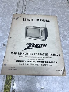 Zenith Service Manual 1966 Transistor TV Chassis 1M30T20 TTV-1 923-441 - Picture 1 of 3