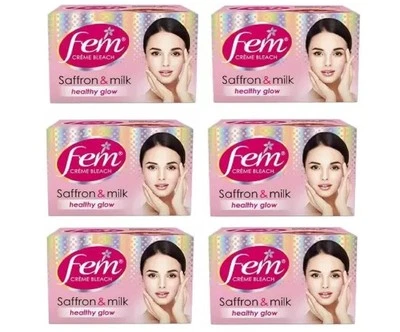 Fem Fairness Saffron & Milk Healthy Glow Skin Bleach Cream 8gram Pack of 6 - Image 1 of 2