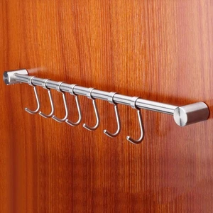 Stainless Steel Wall Rack Kitchen Cabinet Hooks Coat Hanger Towel - Picture 1 of 12