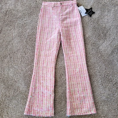 Pantalones Stella 88 Niñas Medianos Lentejuelas Rosa Multi Cuadros Adornados Nuevos con Etiquetas Brillantes Foto 1 de 4