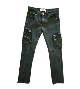 Trestles Supply Co. Kids Cargo Skinny Leg Jeans size 12 Black Denim Goth Punk - Picture 1 of 9