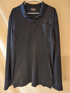 FILA SPORT Golf Fit Long Sleeve Polo Shirt Men’s LT Black Pocket Stretch - Picture 1 of 3