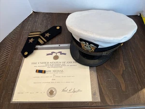 U.S. NAVY MEDAL Certificate And Hat Shoulder Boards . 1968 - Picture 1 of 3