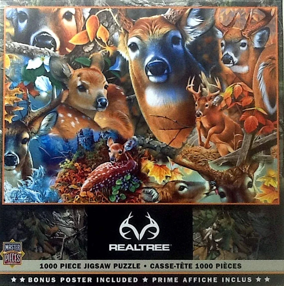 Rompecabezas Forest Beauties Deer Realtree Jerry Gadamus 1000 piezas 26X19 piezas maestras Foto 1 de 1