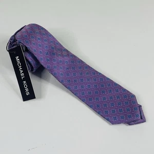 NWT Michael Kors 100% Silk Necktie Tie Skinny Floral Purple Blue 51 1/2 x 2 1/4 - Picture 1 of 4