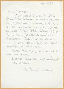 Montserrat Gudiol (1933-2015) - Catalonian painter - Autograph letter signed - Picture 1 of 1