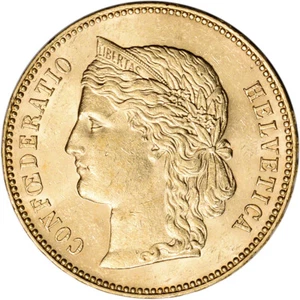 Swiss Gold 20 Francs .1867 oz - Confoederatio - AU - Random Date - Picture 1 of 2