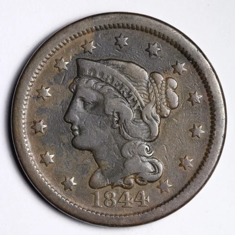 1844 Braided Hair Large Cent CHOICE VF E115 WCM Cover