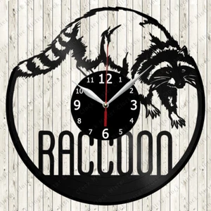 Raccoon Vinyl Record Wall Clock Decor Handmade 6654 - Picture 1 of 12