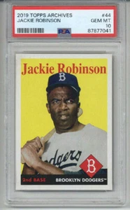 2019 TOPPS ARCHIVES #44 JACKIE ROBINSON KARTE BROOKLYN DODGERS PSA 10 LOW POP 11 - Bild 1 von 2