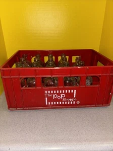 Lot of 19 The Pop Shoppe Stubby Glass Soda Bottles 10.14 Oz Red Canada Crate - Picture 1 of 13