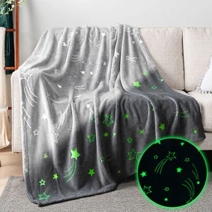 Glow in The Dark Blanket Cozy Soft Plush Fleece Throw Blanket Couch Bed Sofa Kid - Picture 1 of 64