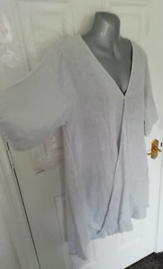 Made in Italy One Size Grey 100% Linen Lagenlook Shift Dress Criss Cross Style - Picture 1 of 7