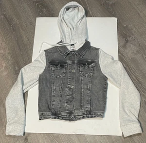 Wallflower Dreamer fit denim jean hoodie jacket youth kids XS button gray - Picture 1 of 11