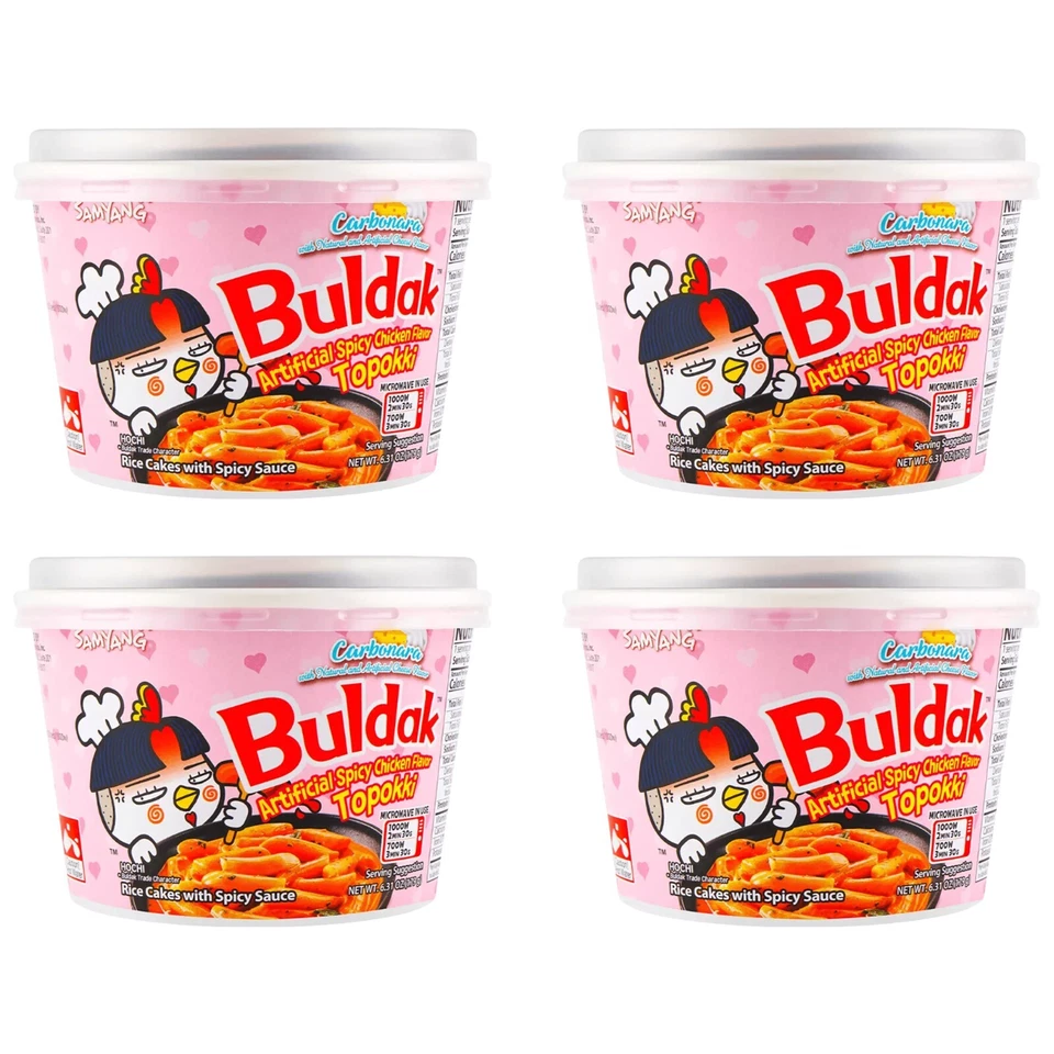 Korean Buldak Carbonara Topokki Rice Cake - Spicy Chicken Cheese Flavor 1/2/4 PK - Image 1 of 1