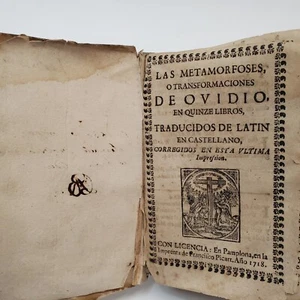1718 Las Metamorfoses by Ovid RARE Spanish Translation Pamplona VELLUM COVER - Picture 1 of 14