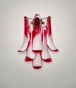 Pair of Vintage Italian Murano wall lights in the manner of Mazzega - red glass - Picture 1 of 16