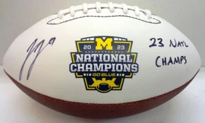 J.J. McCarthy Autographed Michigan Wolverines White Panel Football w/ Insc - Picture 1 of 1