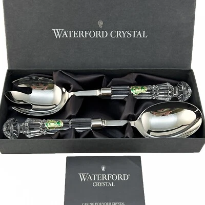 Waterford Crystal 10 1/2" set servizio insalata forchetta e cucchiaio Irlanda posate - Immagine 1 di 4