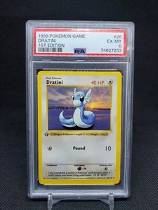 1999 Dratini 26/102 Base Set 1st Edition PSA 6 EX-MT Pokemon TCG - Picture 1 of 2