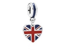 AUTHENTIC PANDORA "GREAT BRITAIN HEART FLAG" .925 Sterling Silver Bead PN14