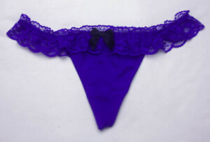 Royal Blue Thong with Ruffly Lace by Secret Treasures - Size 8 / XL