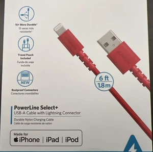 New authentic Anker PowerLine Select + USB-A Fast Charging Cable Red (6ft) - Picture 1 of 2