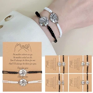 Ball Sports Shape Card Best Friend Bracelets Couples Bracelets For 2 Matching - Picture 1 of 39