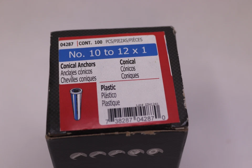 (100-Pk) Midwest Fastener Conical Anchors Plastic  #10-12 x 1" 04287  - Image 1 of 1