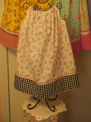 PRETTY Pillowcase Dress Handmade w/"Ballet Shoes" Print Fabric x Girls 3 -4, NEW - Image 1 of 4