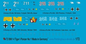 Peddinghaus-Decals 1/72 0961 Char Tigre 1 - Afbeelding 1 van 1