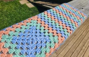 Blue Green Coral Baby/Toddler Crochet Blanket 26"X26" 100% Handmade - Picture 1 of 4