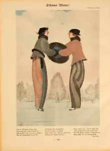 SIMPLICISSIMUS 1913 VON LENDECKE SCHONER WINTER AUF LEINEN ORIGINAL - Bild 1 von 1