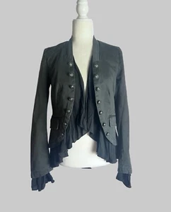 Free People Ruffles Romance Military Jacket Open Front Blazer Coat - Picture 1 of 14