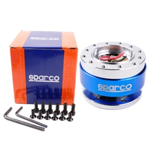 SPARCO Style Blue Car Quick Release Hub Snap off Steering Wheel Boss Kit - Picture 1 of 4