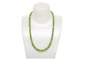 Natural Peridot Necklace 9K Gold Clasp 10K Gold Beads Eye Clean Clarity 17 Inch - Picture 1 of 4