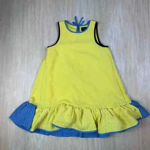 Victoria Beckham for Target Yellow Cloque Ruffle Sleeveless Dress Girls Medium - Picture 1 of 12