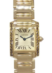 Cartier Tank Francaise Small 18k Yellow Gold Champagne Diamond Ladies Watch 2385 - Picture 1 of 10