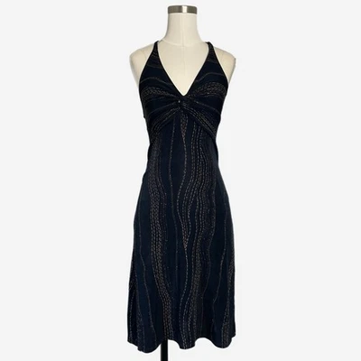 Mini Vestido Vintage Y2K Teeze Me Negro Twist Halter Brillo Elástico Babydoll S Foto 1 de 4