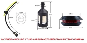 1 X TUBO BENZINA E FILTRO CARBURANTE SERBATOIO DECESPUGLIATORE MOTOSEGA GOMMINO - Foto 1 di 3