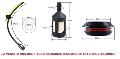 1 X TUBO BENZINA E FILTRO CARBURANTE SERBATOIO DECESPUGLIATORE MOTOSEGA GOMMINO - Immagine 1 di 3