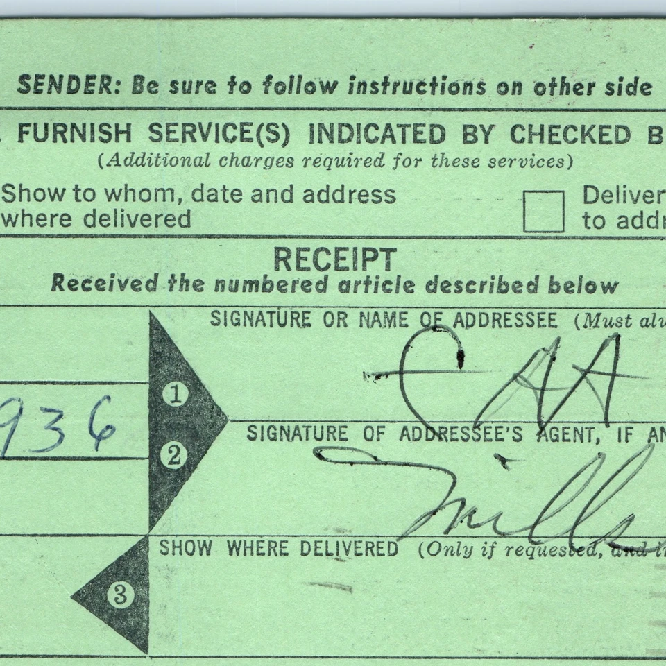 c1970 Оклахома-Сити, OK США Сертифицированная почтовая квитанция форма 3811 C60 - Изображение 1 из 3