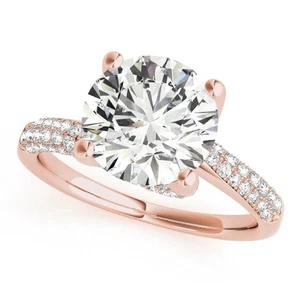 Best Deal! 2Ct DE/VS Lab Grown Round Cut Diamond Engagement Ring 18K Rose Gold - Picture 1 of 29