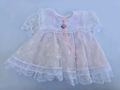 Vintage 90s Jo Lene Lace Pink Layered Fancy Party Dress USA Size 0-6 Months NB - Image 1 of 4