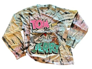 Tom and Jerry Justice Girls Oversized Tee T Shirt Long Sleeve 7 8 10 12 Cartoon - Picture 1 of 5