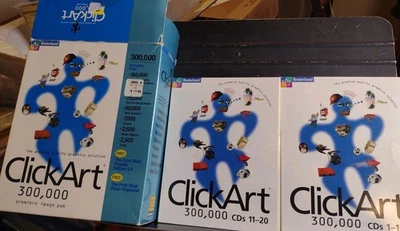 Broderbund ClickArt 300,000 CDs 1-20 W/ Manual + Troubleshooting Guide + Box VG - Image 1 of 4