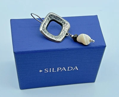 Silpada Sterling Oxidized Hammered, Bronzite Accent MOP SINGLE Earring, W1518 - Image 1 of 4