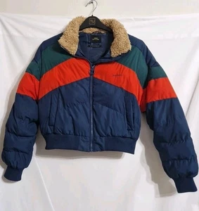 Urban Outfitters Block Colour Cropped Puffer Jacket Womens Size Small Oversized - Picture 1 of 15