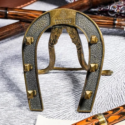 Rare Perry & Co Antique English Desk Fountain Pen Rest Horseshoe Equestrian - Image 1 of 4